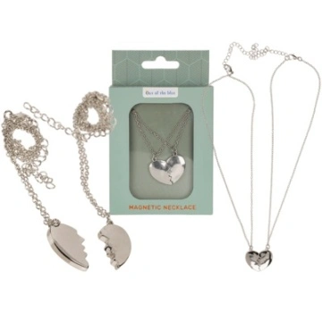 Set 2 Coliere Best Friends cu medalion Inimioare magnetice - argintiu