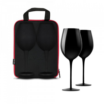 Set de 2 Pahare uriase negre de vin in carcasa Elegance