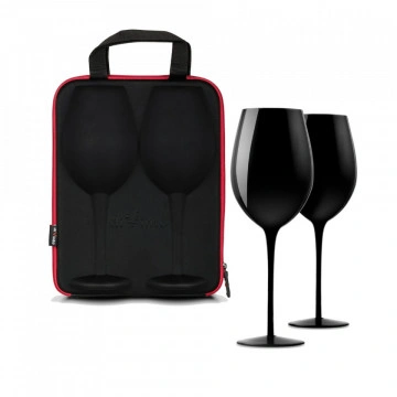 Set de 2 Pahare uriase negre de vin in carcasa Elegance