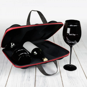 Set de 2 pahare uriase negre Moods de vin cu loc pentru sticla de vin in carcasa Elegance - Img 2