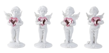 Ingeras in picioare cu Inima Roz inaltime 11 cm