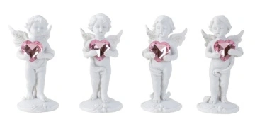 Ingeras in picioare cu Inima Roz inaltime 11 cm