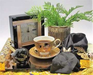 Set cafea espresso 2 pers Klimt -The Kiss - Auriu 250 ml