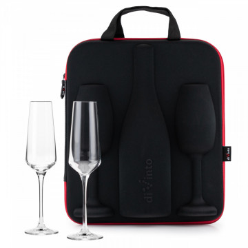 Set de 2 pahare de sampanie cu loc pentru sticla de sampanie in carcasa Elegance