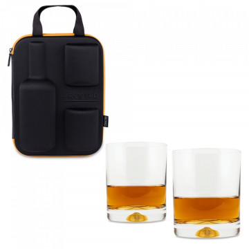 Set doua pahare de Whisky cu loc pentru sticla de Whisky in carcasa Elegance