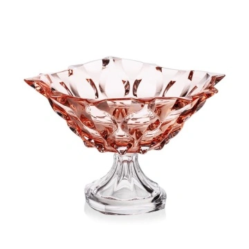 Cristal Bohemia - Fructiera cu picior 30 cm Zefir Roz