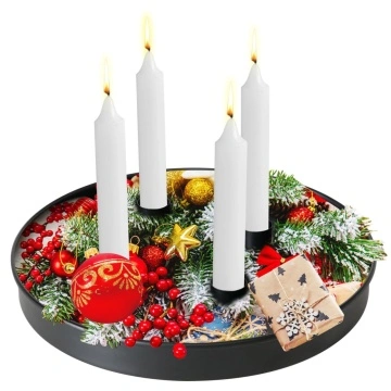 Decor Festiv - Tava metal si 4 Suporturi Magnetice Detasabile pentru Lumanari - Img 3