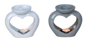 Evaporator difuzor de uleiuri aromatice in forma de inima cu lumanare 13,5x16 cm