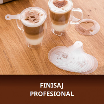 Set 16 sabloane pentru decor cafea capuccino sau ciocolata calda