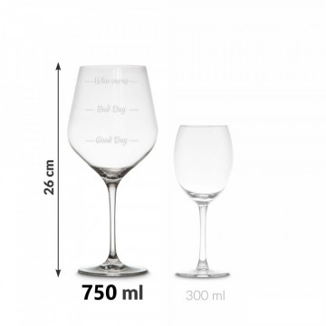 Set de 2 pahare uriase Moods de vin cu loc pentru sticla de vin in carcasa Elegance