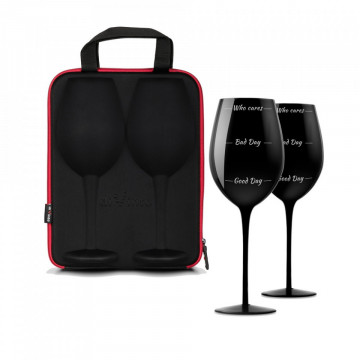 Set de 2 Pahare uriase negre Moods de vin in carcasa Elegance