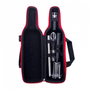 Set de servire vin in carcasa Elegance - tirbuson cu presiune de aer, racitor cu antipicurator, dop de vidare