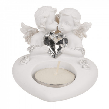 Suport lumanare Love Angel cu inima de cristal