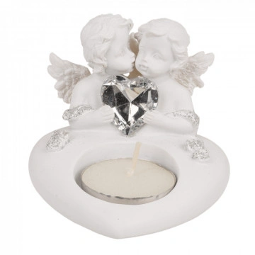 Suport lumanare Love Angel cu inima de cristal - Img 2