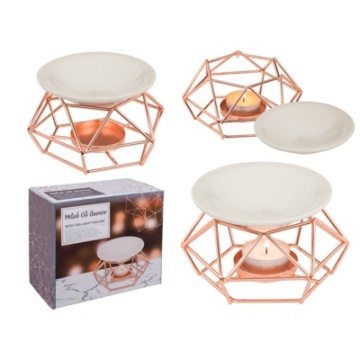Vas Ceramic Aromaterapie pe Suport Metal Rose Gold - Img 2