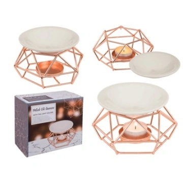 Vas Ceramic Aromaterapie pe Suport Metal Rose Gold - Img 2