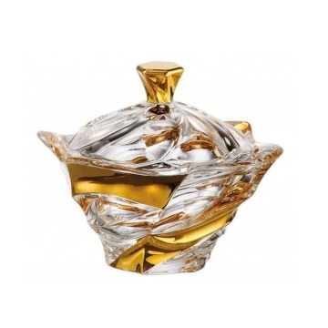 Cristal Bohemia - Caseta de Lux Elisee Aurora cu flamura aurie