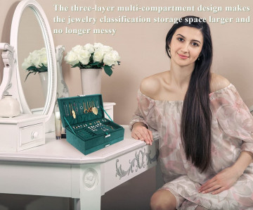 Cutie de bijuterii si Organizator elegant verde MyBeautyBox