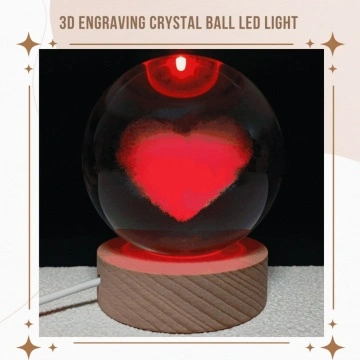 Lampa cu efect de bila de cristal Inimioara - Img 2