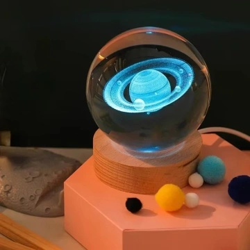 Lampa cu efect de bila de cristal Sistem Solar Saturn