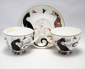 Set de cafea 2 pers City Cats pisica 250 ml