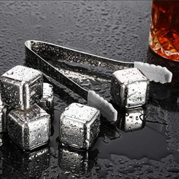 Set de Whisky cu pahar, cuburi de racire inox, in cutie de lemn de pin