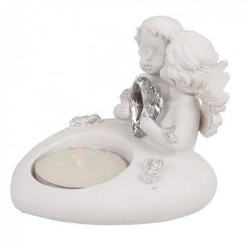 Suport lumanare Love Angel cu inima de cristal - Img 3