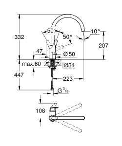 Baterie spalator cu monocomanda 1/2″ BauFlow - Img 2