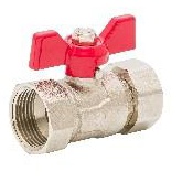 Robinet sferic de izolare DREPT Dn 20 cu piulita olandeza cu maner rosu (tur) 1"FI x 1"FI