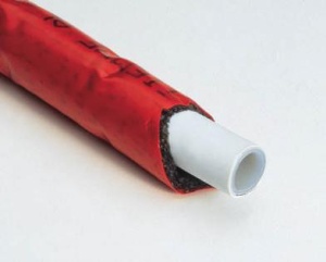 Teava pexal Tiemme al -cobra - pex alba, 16 x 2.0, colac 100 m, imbracata in izolatie rosie