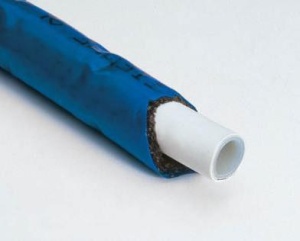Teava pexal Tiemme al -cobra - pex alba, 16 x 2.0, colac 100 m, imbracata in izolatie albastra