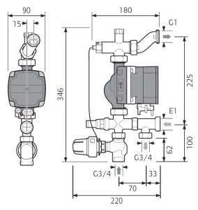 Grup pompare si amestec cu injectie Uponor Smart Fluvia T PUSH-23-B-W - Img 2