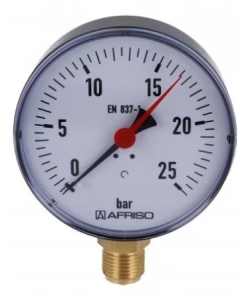 Manometru radial cu tub Bourdon RF100 plastic 0 - 25 bar