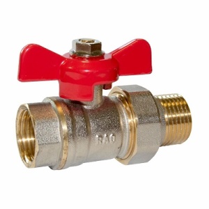 Robinet sferic de izolare DREPT Dn 25 cu niplu inclus cu maner rosu (tur) 1"FI x 1"FE