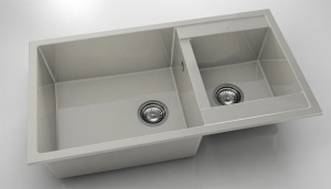 Chiuveta FAT cu doua cuve 90x49x21 Marmura compozita - Img 10