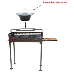 Gratar de gradina cu carbuni,suport pentru ceaun GRILL PREMIUM 67x40 cm - Img 4