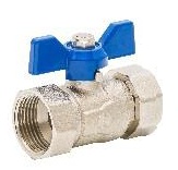 Robinet sferic de izolare DREPT Dn 20 cu piulita olandeza cu maneralbastru (retur) 1"FI x 1"FI