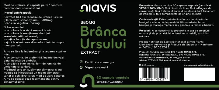 Branca Ursului Extract 380mg 60cps - Img 2