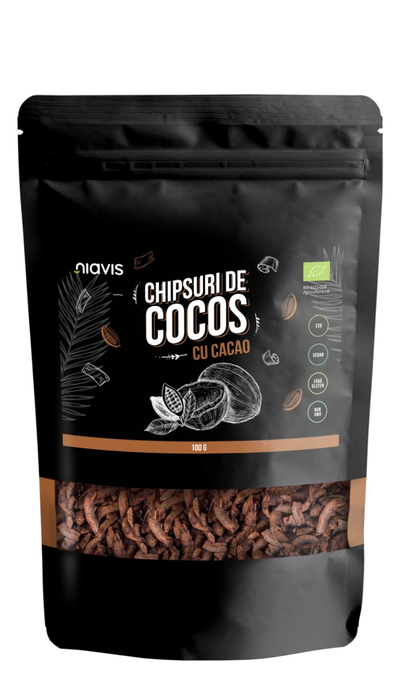 Chipsuri de Cocos cu Cacao Ecologice/Bio 100g - Img 2