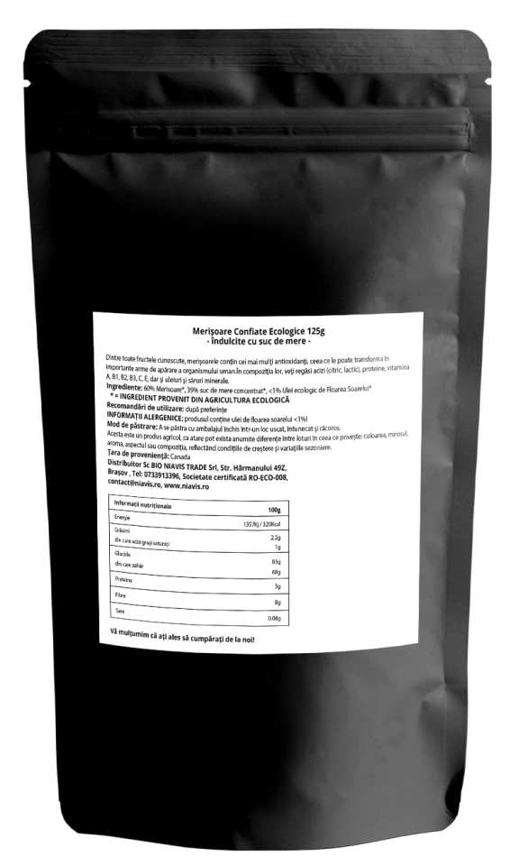 Merisoare Ecologice/BIO Indulcite cu Suc de Mere 125g - Img 2