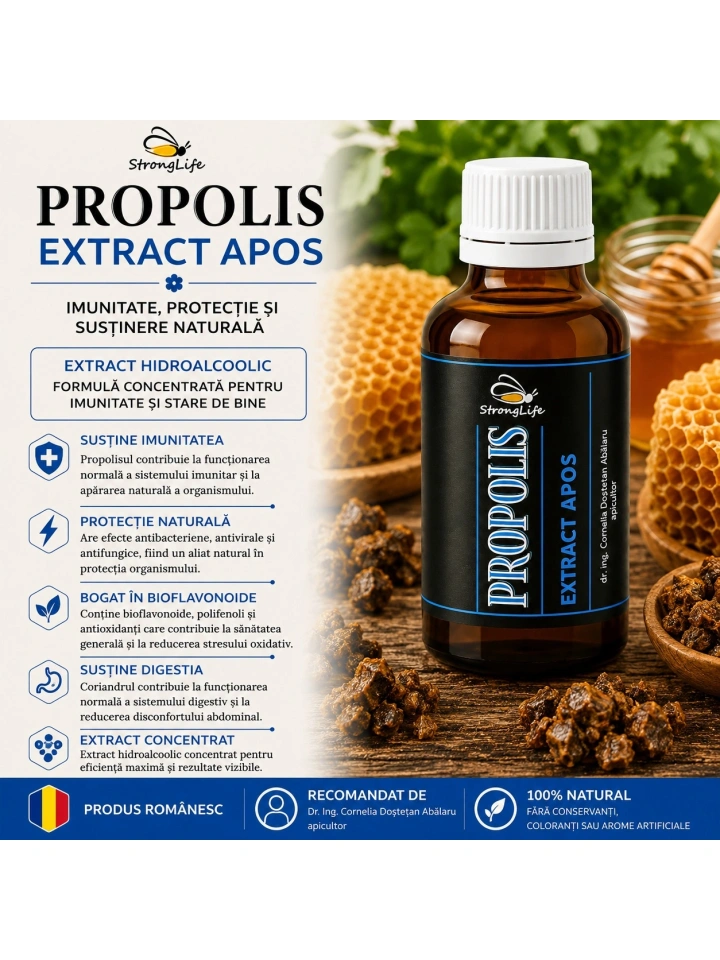 Propolis extract natural apos - 50 ml by Dr. Ing. Cornelia Dostetan Abalaru apicultor - Img 3