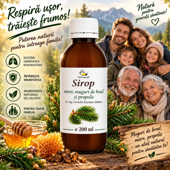 Sirop din muguri de brad si propolis cu miere de albine - 200ml by Dr. Ing. Cornelia Dostetan Abalaru apicultor - Img 2
