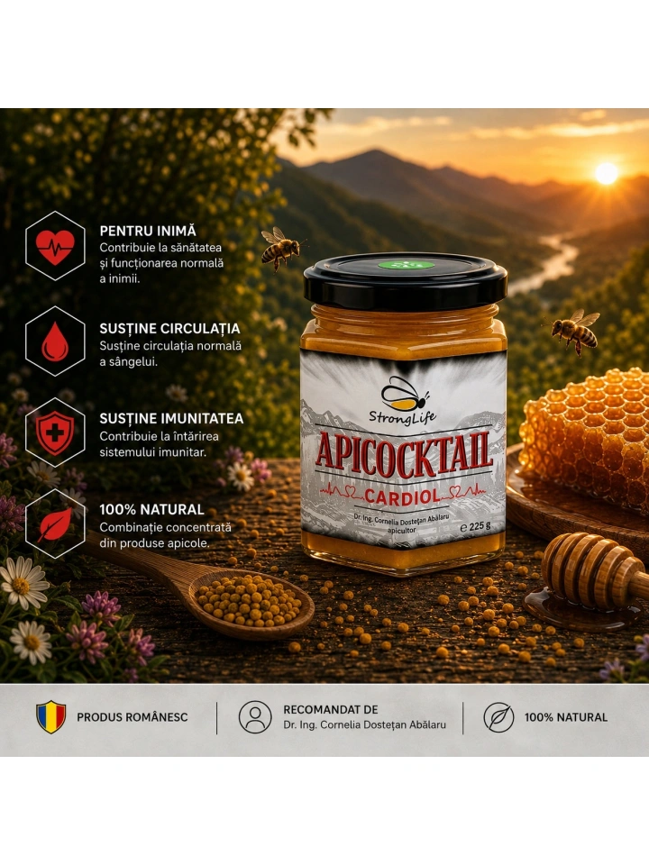 Apicocktail® Cardio - 225g cocktail apicol cu proprietati terapeutice cardio-vasculare by Dr. Ing. Cornelia Dostetan Abalaru apicultor - Img 4