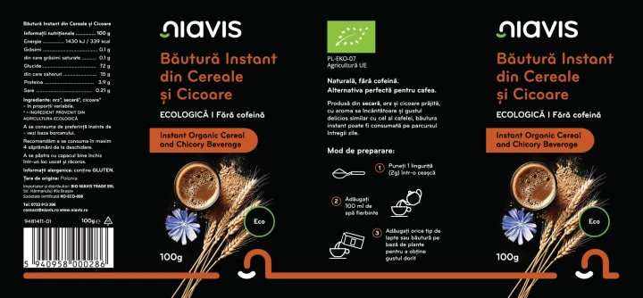 Bautura Instant din Cereale si Cicoare Ecologica/BIO 100g - Img 2