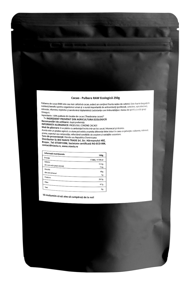 Cacao Pulbere RAW Ecologica/Bio 250g - Img 2