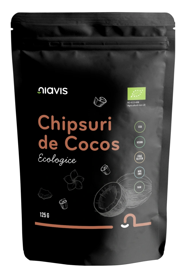 Chipsuri de Cocos RAW Ecologice 125g - Img 2