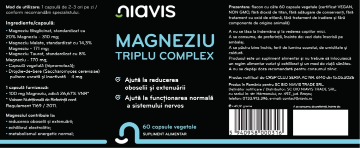 Magneziu Triplu Complex 60cps - Img 2