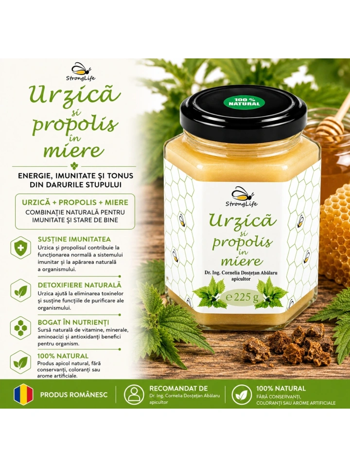 Urzica si propolis in miere - 225g by Dr. Ing. Cornelia Dostetan Abalaru apicultor - Img 2
