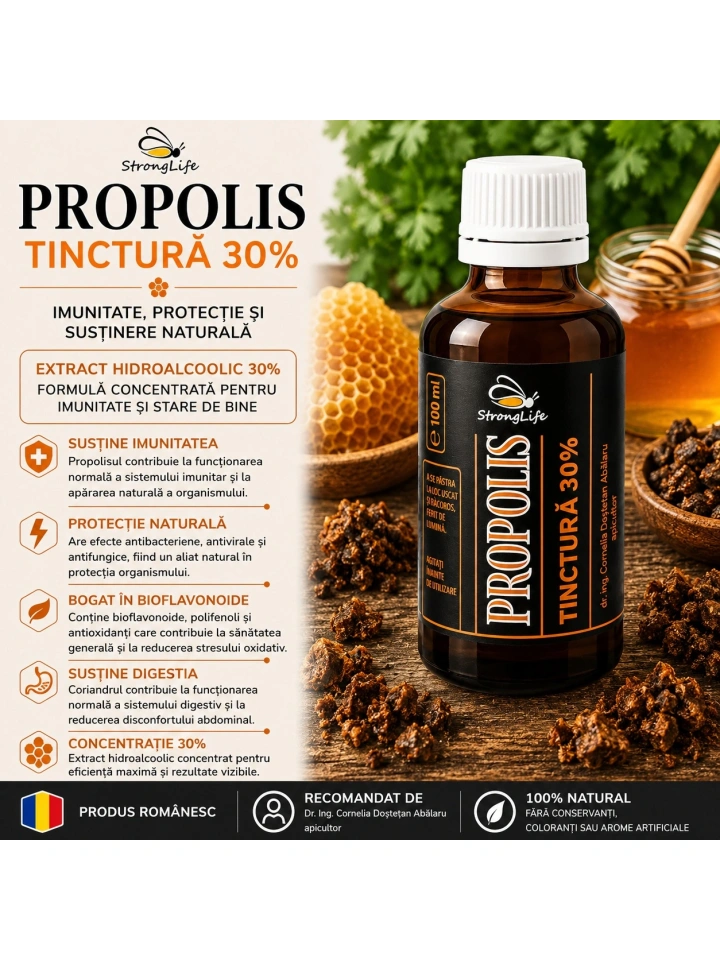 Tinctura de propolis 30% - 50ml by Dr. Ing. Cornelia Dostetan Abalaru apicultor - Img 2