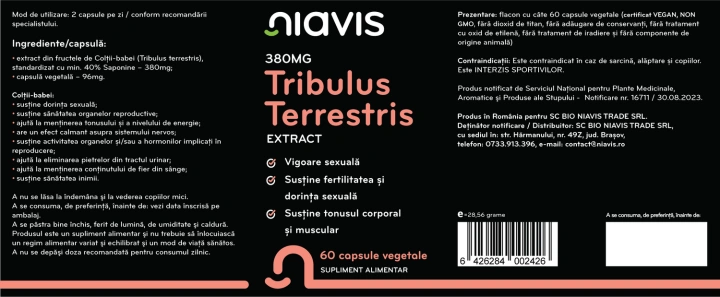 Tribulus Terrestris Extract 380mg 60cps - Img 2